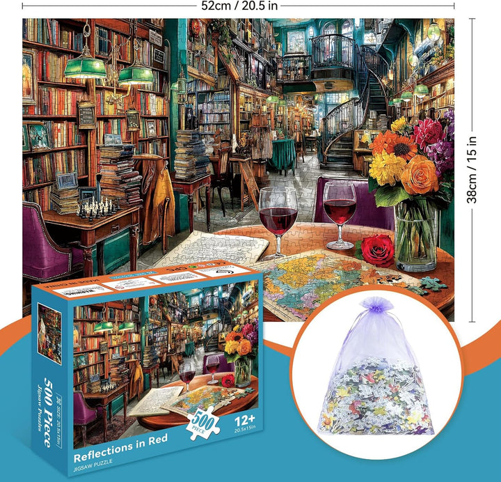 ZHISEOYI 500 Piece Puzzle for Adults Valentines Day Wine