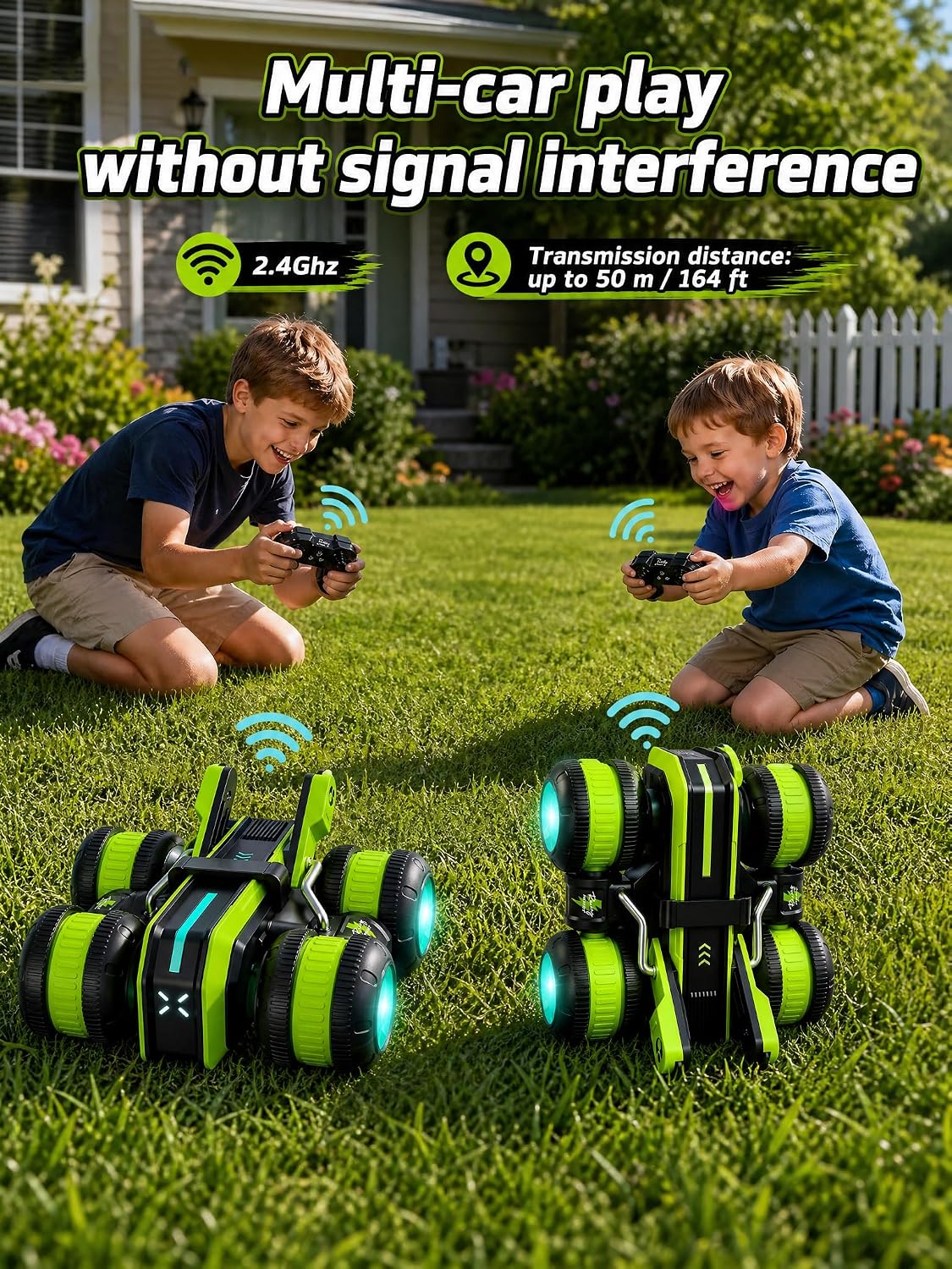 Remote Control Car con LED Lights, Upright & Side Driving RC Car para Kids