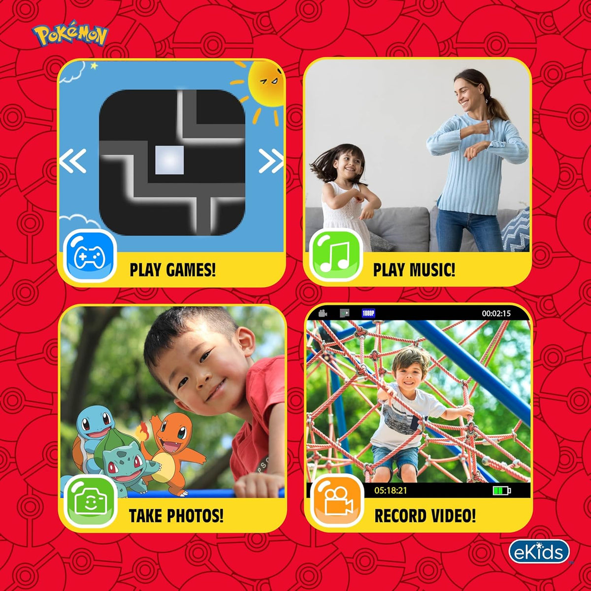 Cámara digital eKids Pokémon para niños con tarjeta SD, cámara digi...