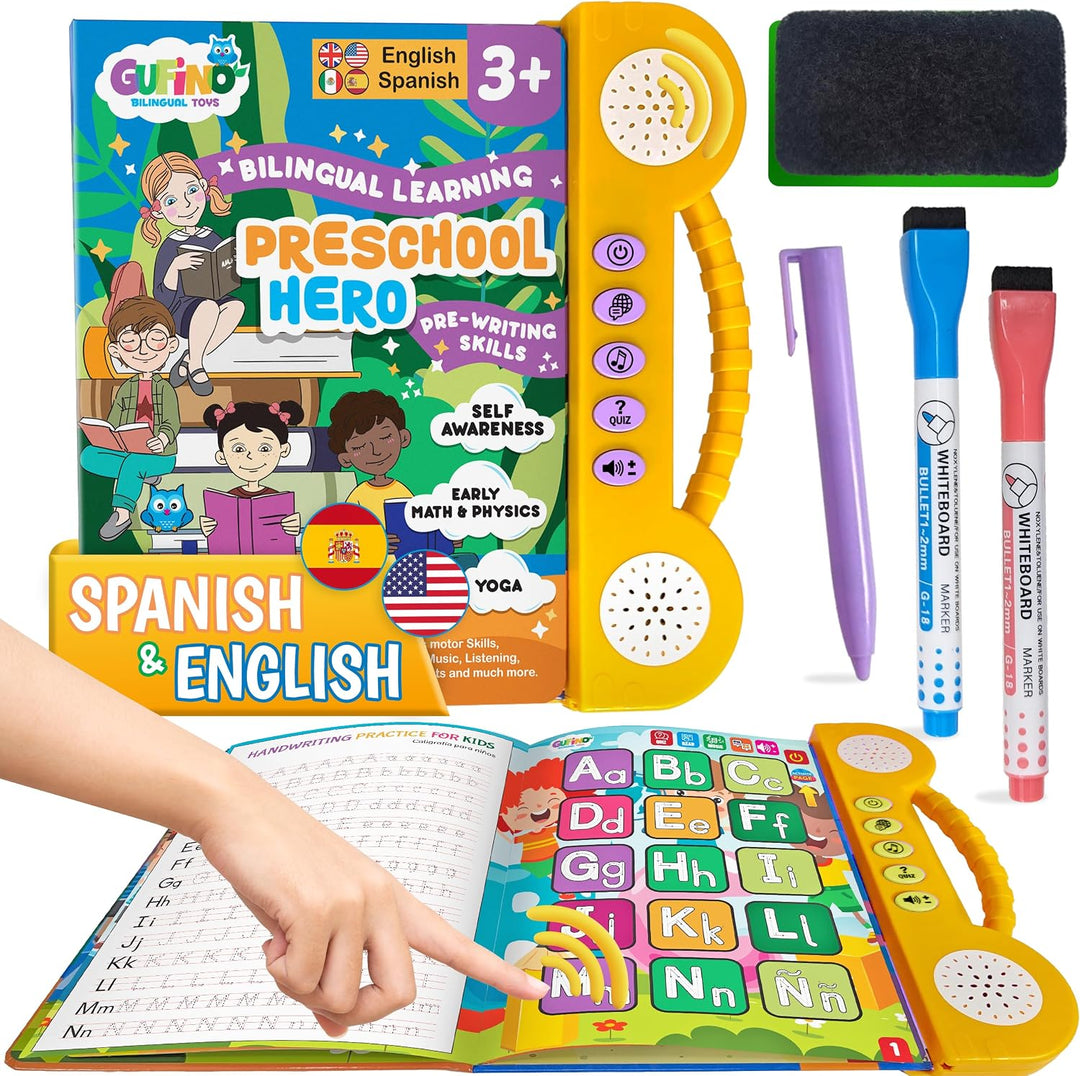 Libro Interactivo Bilingüe Aprender Español - Juguete para Aprender...