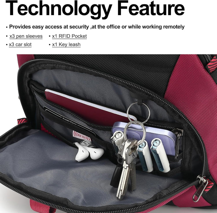Mochila para laptop Boavan para hombres (Negro, 15.6), Elegante