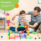 PicassoTiles Set de Construcción STEM Pistas de Canicas con Ladrillos Magnéticos 120 piezas Edades 3+