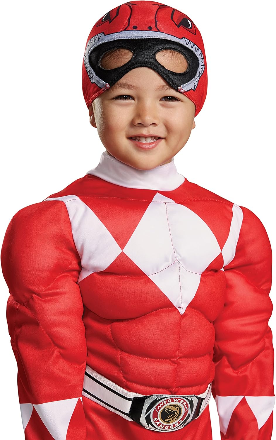 Disguise Red Ranger - Disfraz infantil musculoso para niño, rojo, talla (2T)