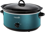 Crock-Pot Olla de cocción lenta manual de 7 cuartos de galón, tamaño familiar que sirve a más de 8 personas y se adapta a asados de 6 libras, gres extraíble con ajuste de calentamiento, apto para lavavajillas para una fácil limpieza, turquesa