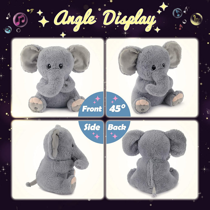 Hopearl Elefante de peluche musical LED que ilumina y canta, volume...