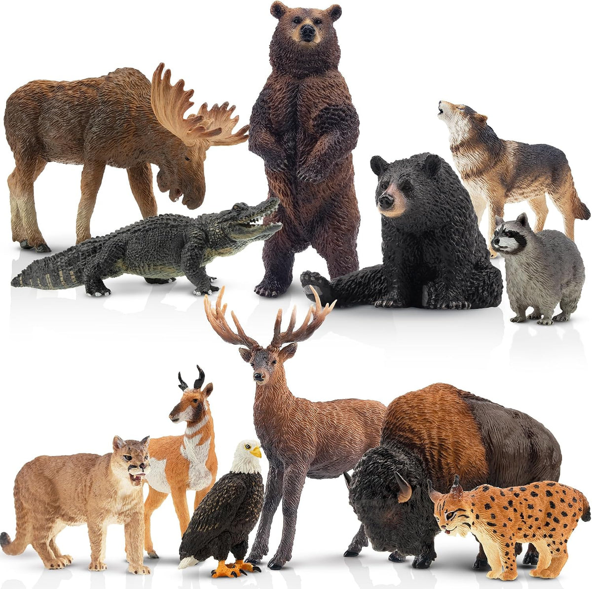Toymany 12 figuras realistas de animales del bosque de América del Norte