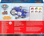 Paw Patrol, Moto Pups Deluxe de Chase, vehículo de motocicleta de tracción que hace piruetas y figura de juguete