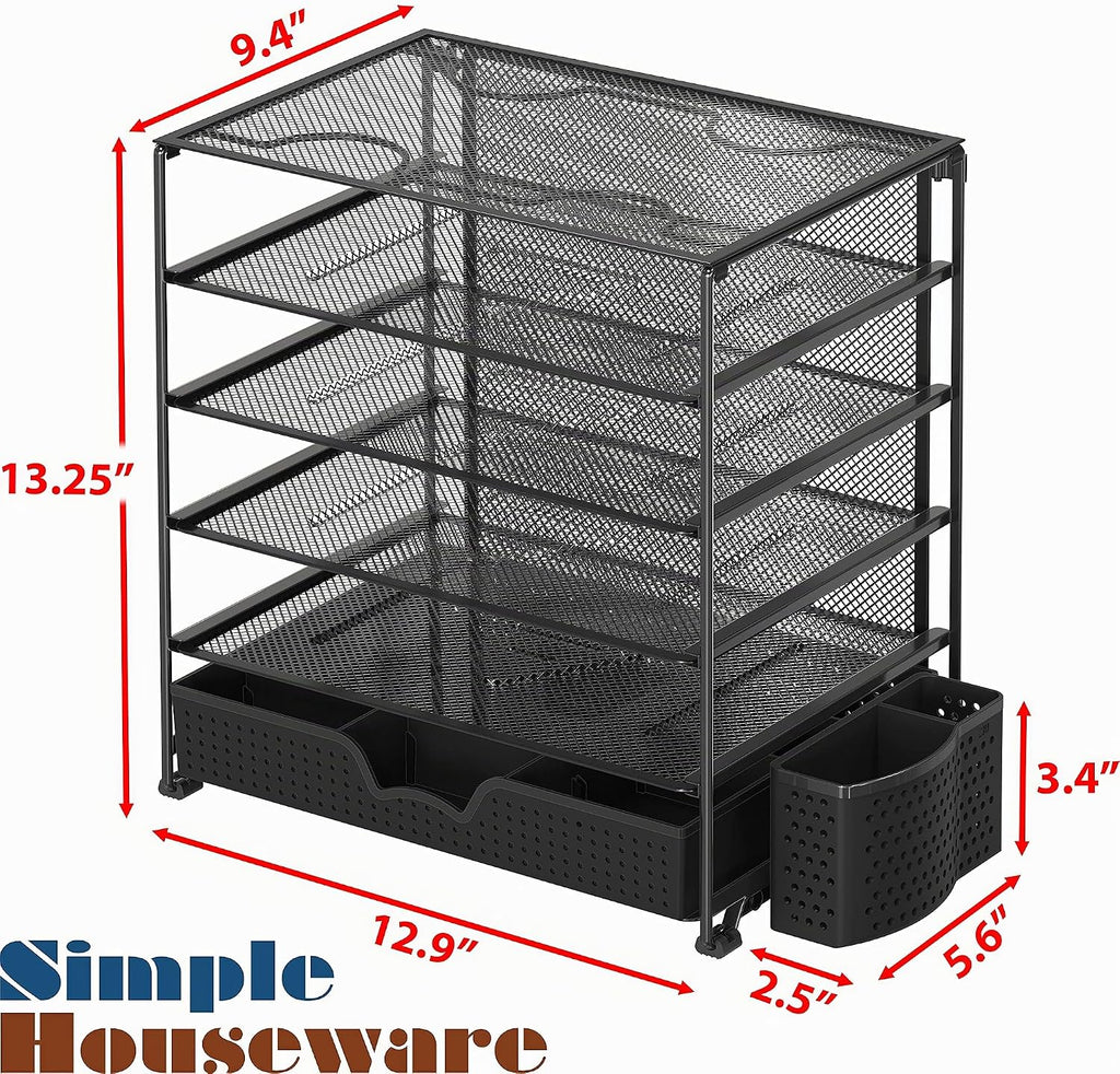 Simple Houseware Organizador de archivos de escritorio de 5 niveles con