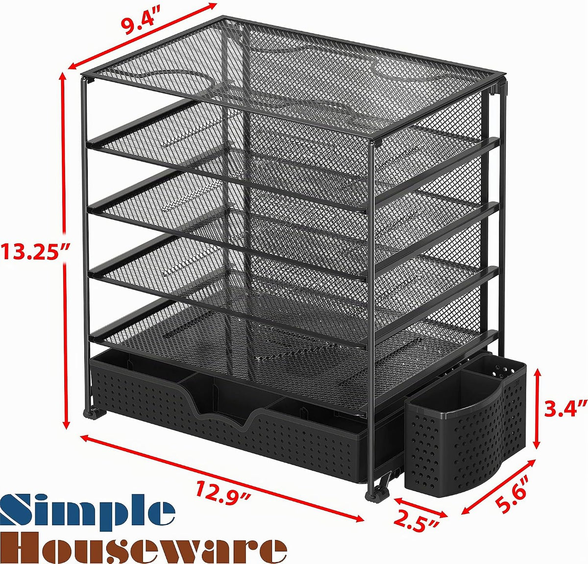 Simple Houseware Organizador de archivos de escritorio de 5 niveles con