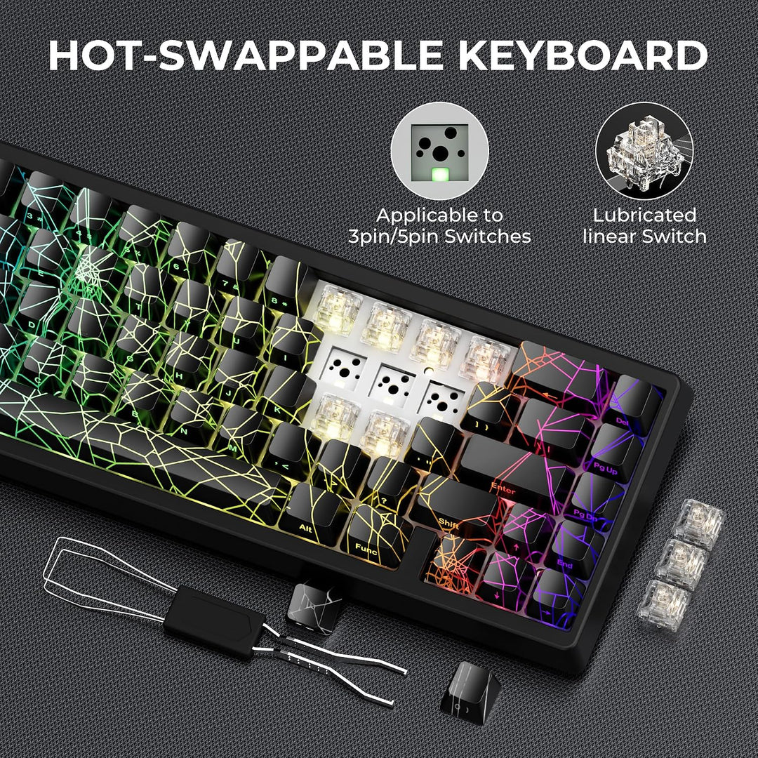 HITIME XVX M67 - Teclado inalámbrico al 60% por ciento, QMK\/VIA Bl...