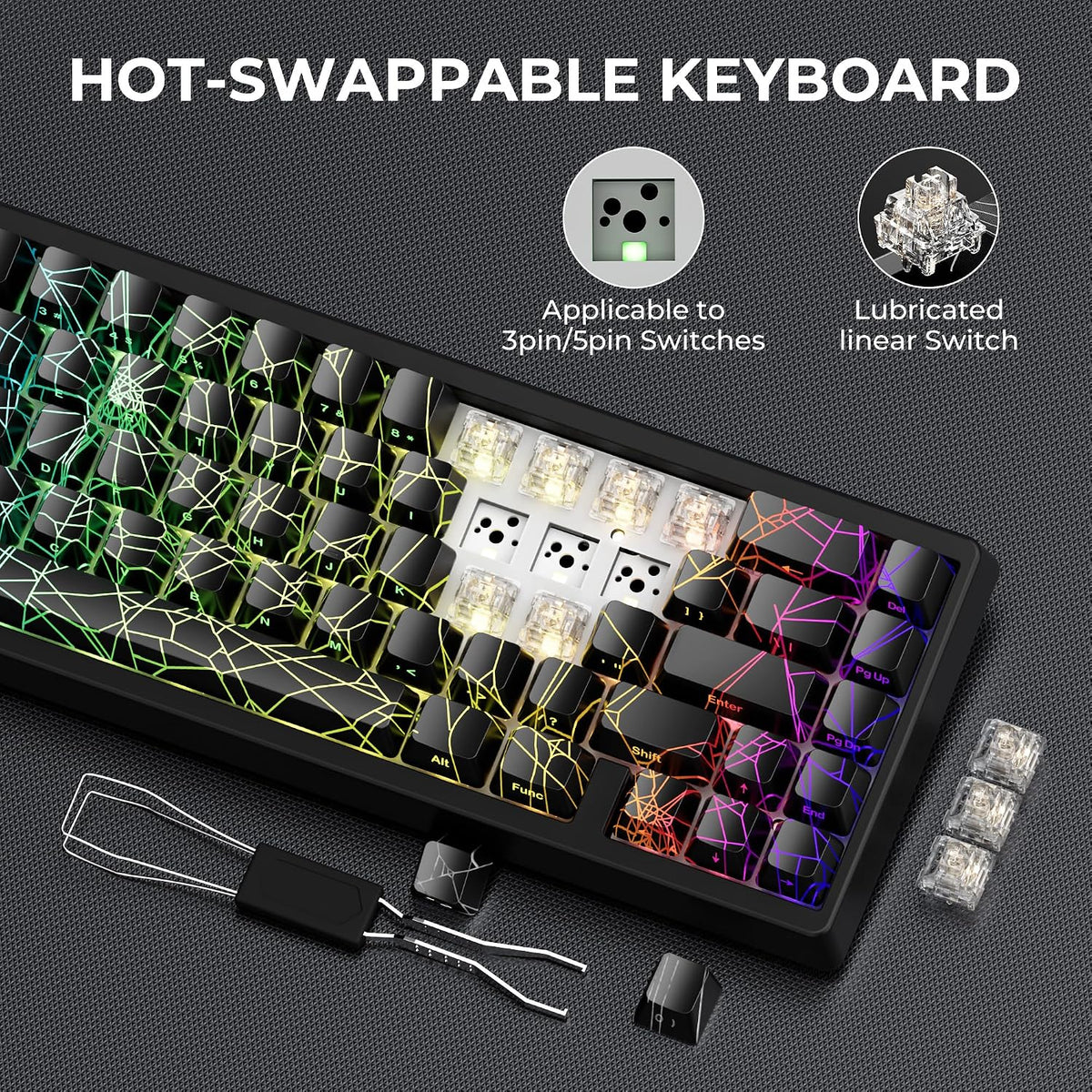 HITIME XVX M67 - Teclado inalámbrico al 60% por ciento, QMK\/VIA Bl...