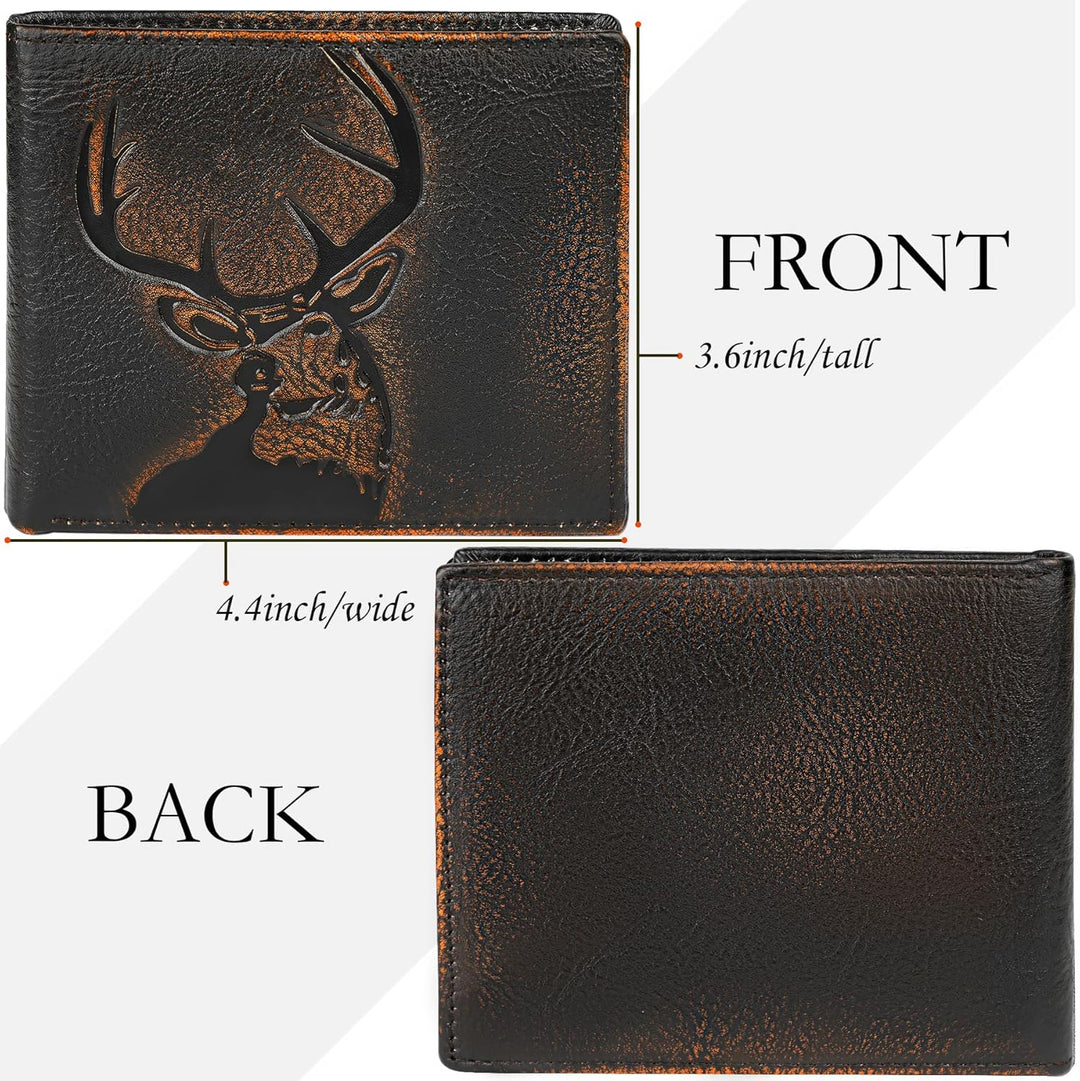 DK86 Cartera de cuero genuino para hombre, billetera biplegable con...