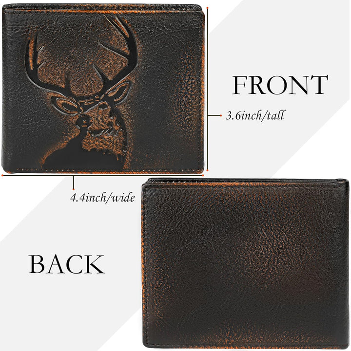 DK86 Cartera de cuero genuino para hombre, billetera biplegable con...