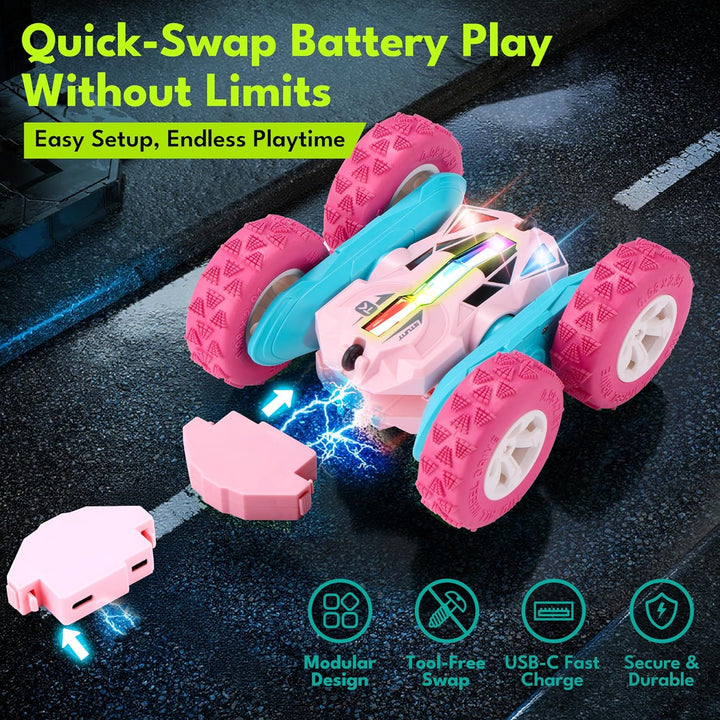 Threeking Nuevo auto de control remoto RC Flip Stunt de doble cara...