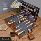 Juegos de Backgammon Grandes para Adultos - Juegos de Mesa Clásicos para 2 Jugadores Adultos y Niños - Juego de Backgammon Premium Tablero de 15 Pulgadas y 32 Piezas de Backgammon en Estuche de Cuero