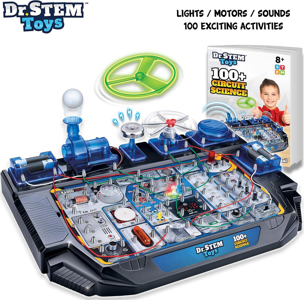 Dr. STEM Toys Kit de ciencia de circuitos, incluye más de 100 experimentos eléctricos con luces, sonidos y acción, para niños y niñas a partir de 8 años