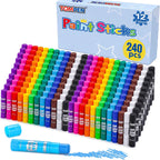 Varillas de pintura al temple para niños y artistas, paquete de 240 unidades, 12 colores vibrantes, no tóxicos, de secado rápido, colores clásicos del arco iris, lápices de pintura sólidos