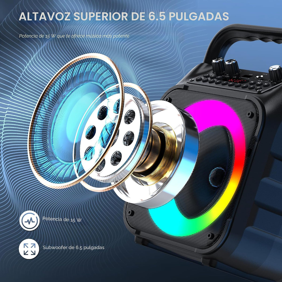 Máquina de karaoke, 3 micrófonos inalámbricos, altavoz Bluetooth con