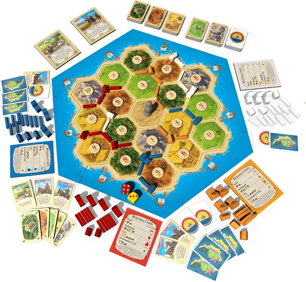 Juego de mesa CATAN - ¡Embárcate en un viaje de descubrimiento y comercio! Juego de estrategia de construcción de civilizaciones, juego de mesa familiar para niños y adultos, a partir de 10 años, 3-4