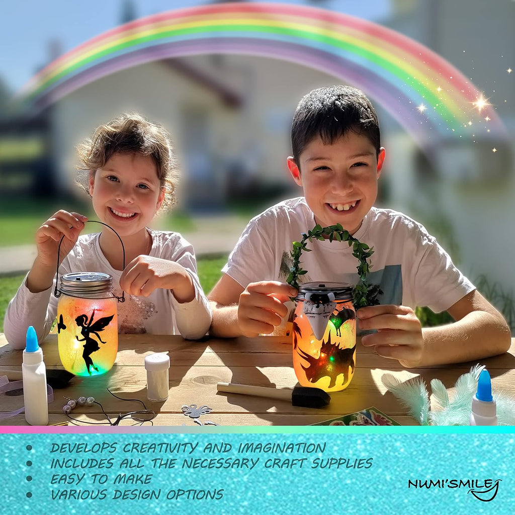 NUMI'SMILE - Kit de manualidades de linterna de unicornio y hada, frasco de luz nocturna, bricolaje, manualidades y artes para niñas de 3, 4, 5, 6, 7, 8-12 años, juguetes de unicornio y hada, regalo