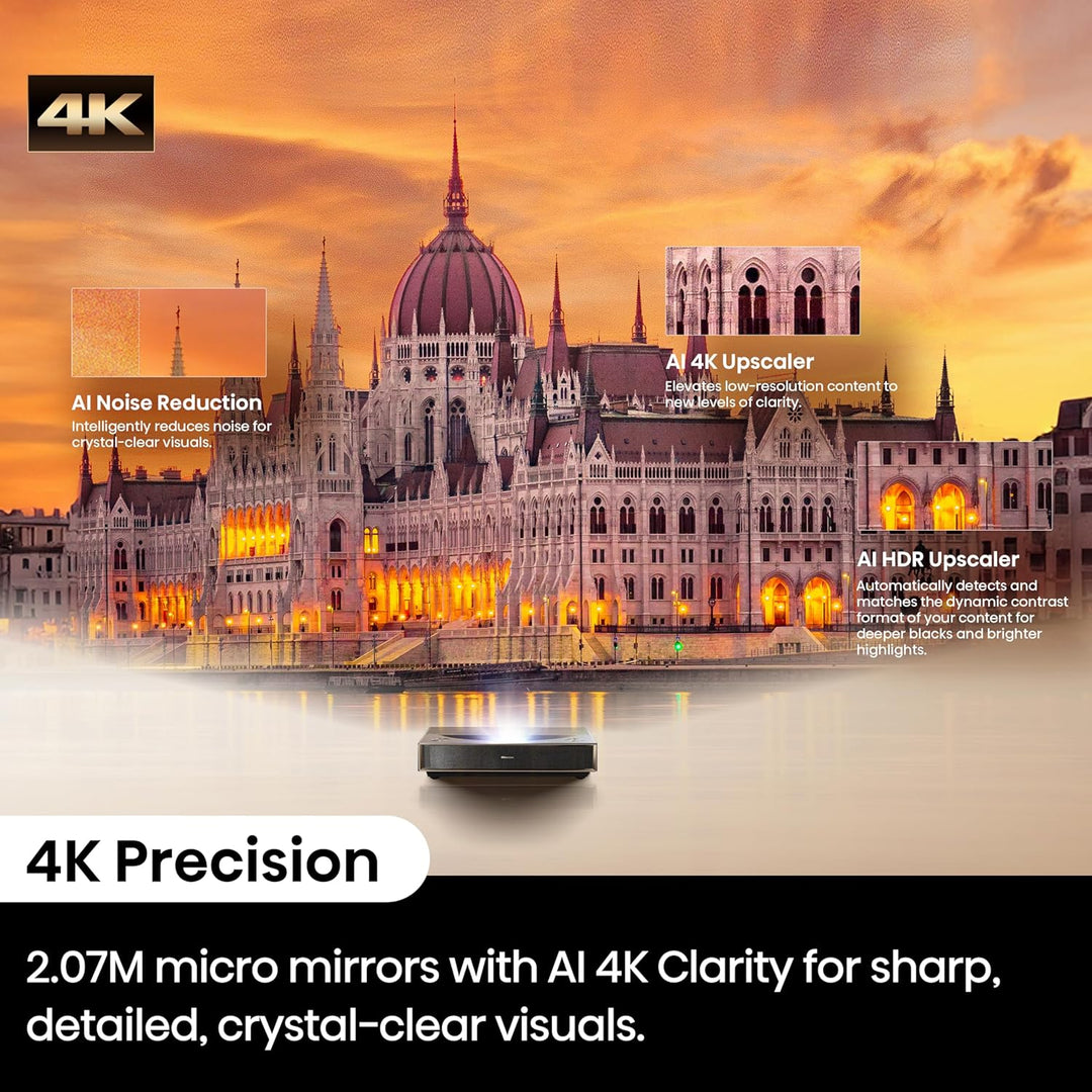 Hisense PT1 Proyector láser triple de distancia ultracorta, UHD 4K,...