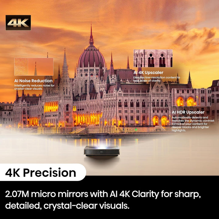 Hisense PT1 Proyector láser triple de distancia ultracorta, UHD 4K,...