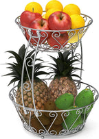 Simple Houseware Cesta de frutas de 2 niveles para encimera, color cromado