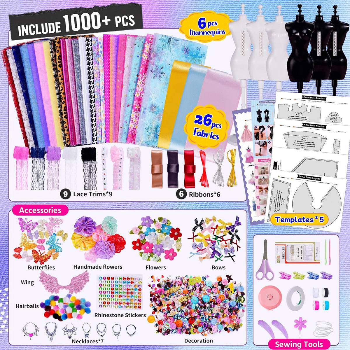 Kits de diseño de moda para niñas con 6 maniquíes, más de 800 kits de