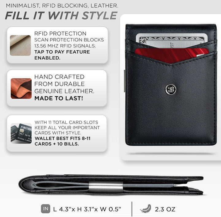 Suavell Billeteras delgadas para hombres. Cartera plegable minimali...