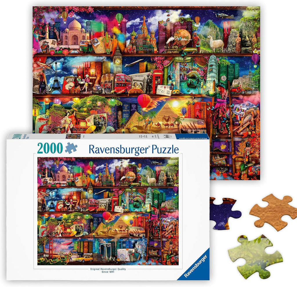 Ravensburger - Mundo de Libros - Rompecabezas de 2000 Piezas - Emocionante Visión de los Destinos Más Emocionantes del Mundo - Hermosas Imágenes - Enmarcable - Calidad Premium - Regalo Ideal