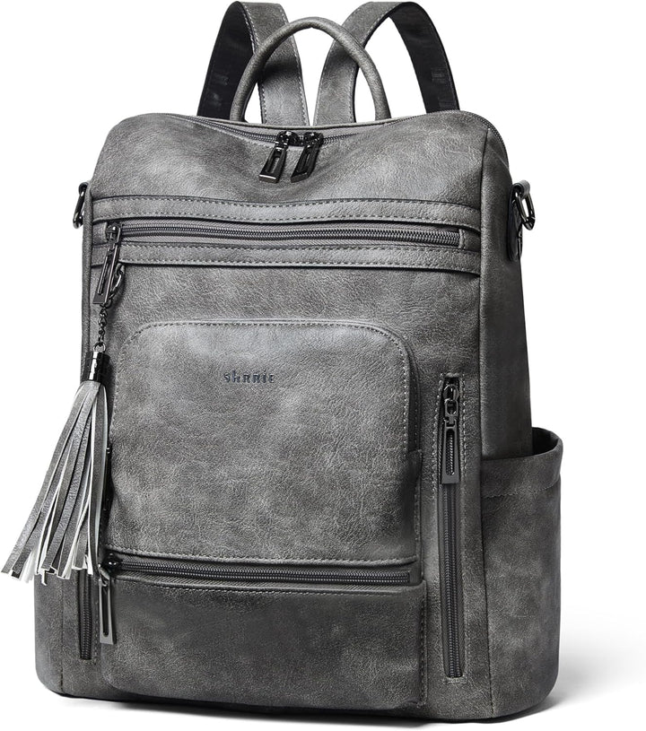 Shrrie Mochila de cuero vegano para computadora portátil para mujer...