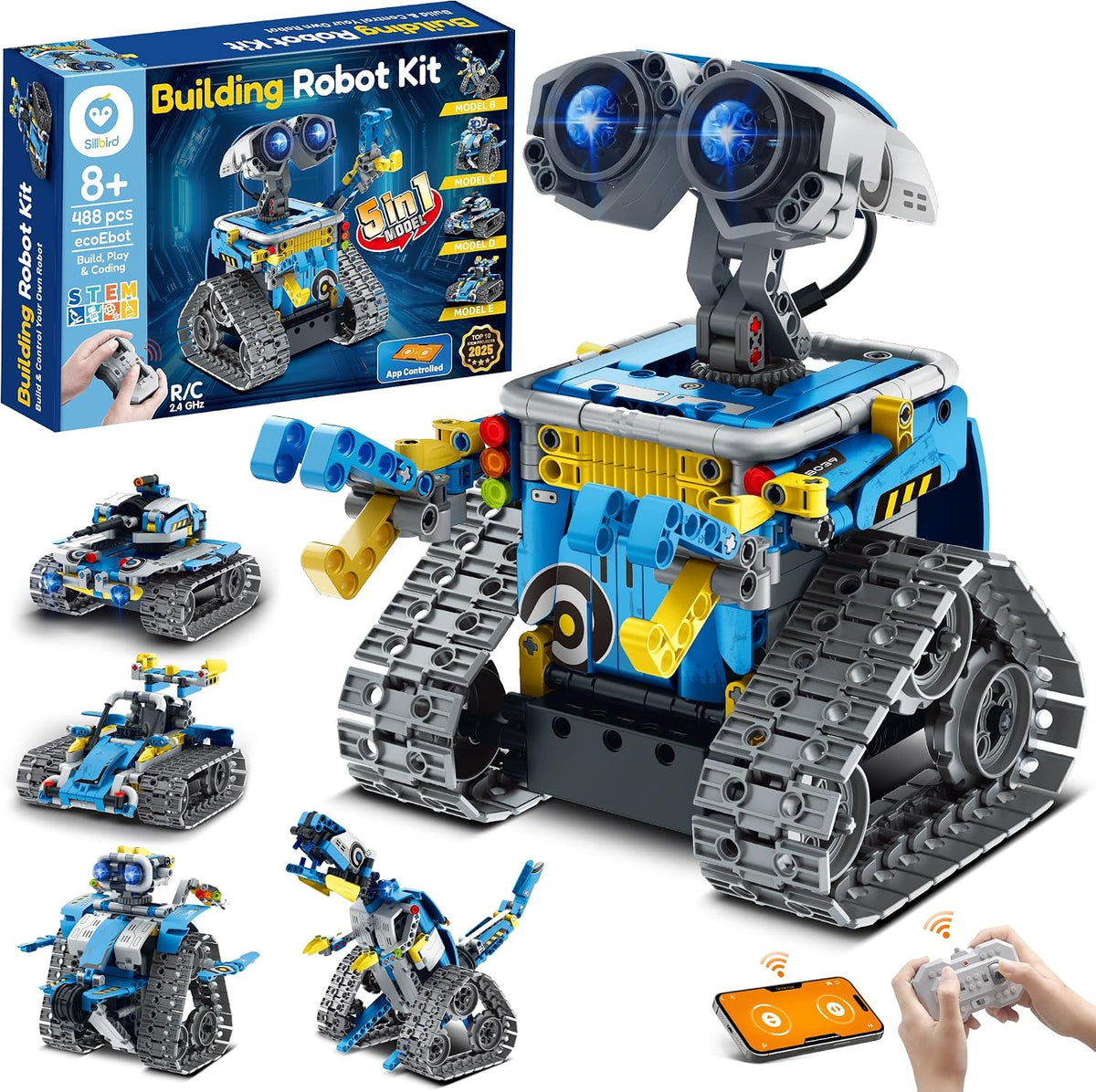 Sillbird Kit de robot de construcción con control remoto, regalo STEM para