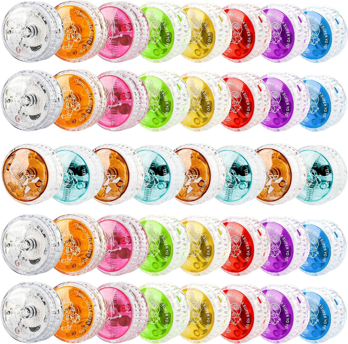 40 bolas de Yo Yo con luz colorida, bolas de respuesta LED a granel, bolas de retorno automático, Yoyo para niños, principiantes, cumpleaños, aula, bolsas, regalos, 10 colores