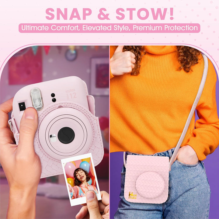 Fujifilm Cámara instantánea Instax Mini 12 color rosa flor + estuch...