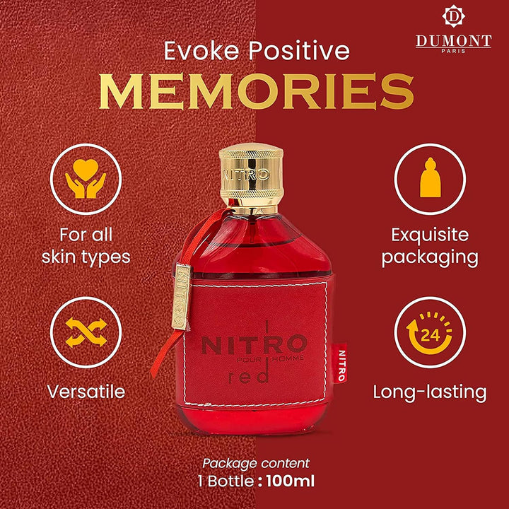 Dumont NITRO RED - 3.4 oz - Eau De Parfum - Perfume de lujo para ho...