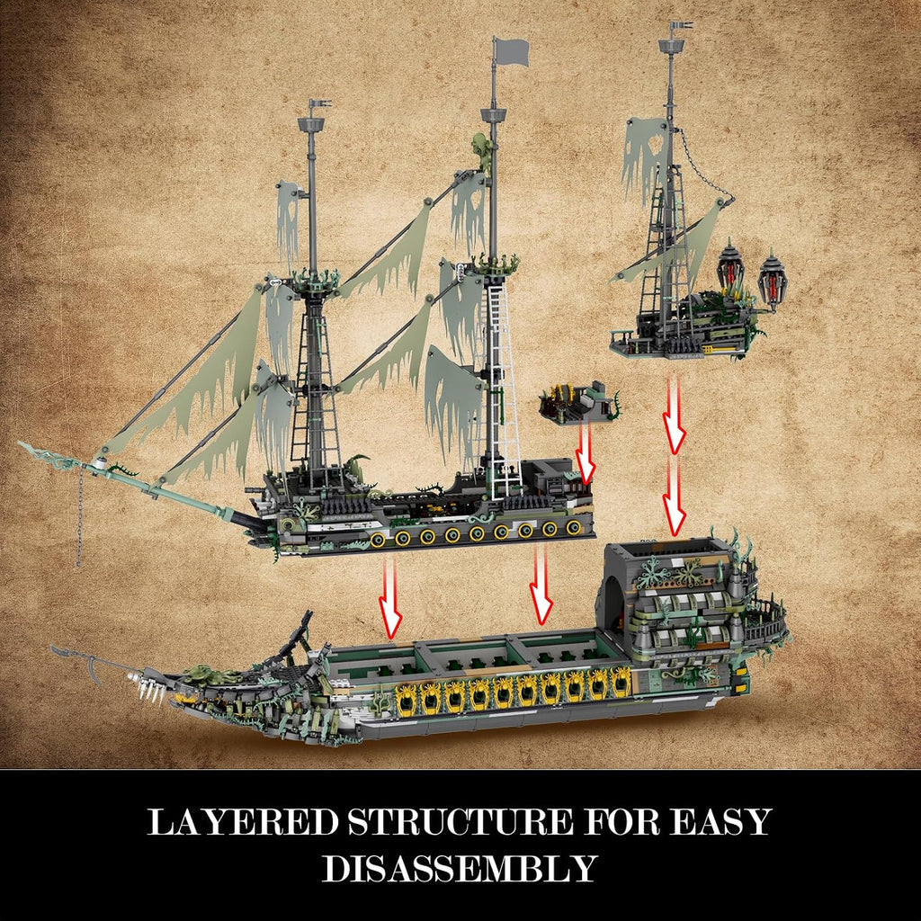 JMBricklayer Set de Construcción de Barco Pirata para Adultos - Modelo de Barco Fantasma el Holandés Errante, 5865 Piezas
