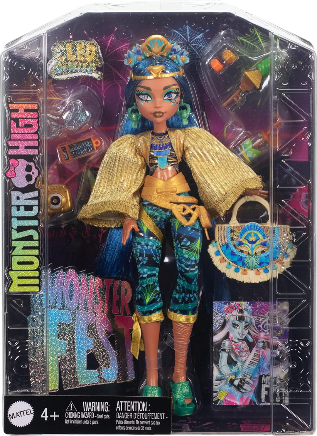 Monster High Muñeca Monster Fest, Cleo De Nile con atuendo glamoros...