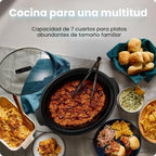 Chefman Olla de cocción lenta de 7 cuartos de galón, tamaño familiar grande con ajustes bajos, altos y cálidos, cerámica extraíble, tapa de vidrio templado, apta para lavavajillas para una fácil