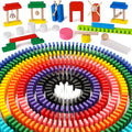 Set de 1000 piezas Dominó de madera para niños, bloques de construcción, juegos de carrera con bolsa de almacenamiento Lewo