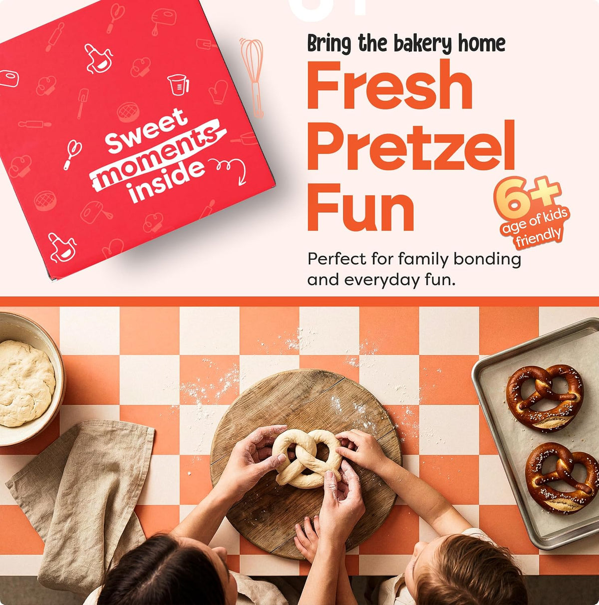 Kit para hacer pretzels – Juego de cocina real para niños de 5 a 12 años + con receta e ingredientes – Juego de hornear para niños y niñas – Gran regalo para vinculación familiar
