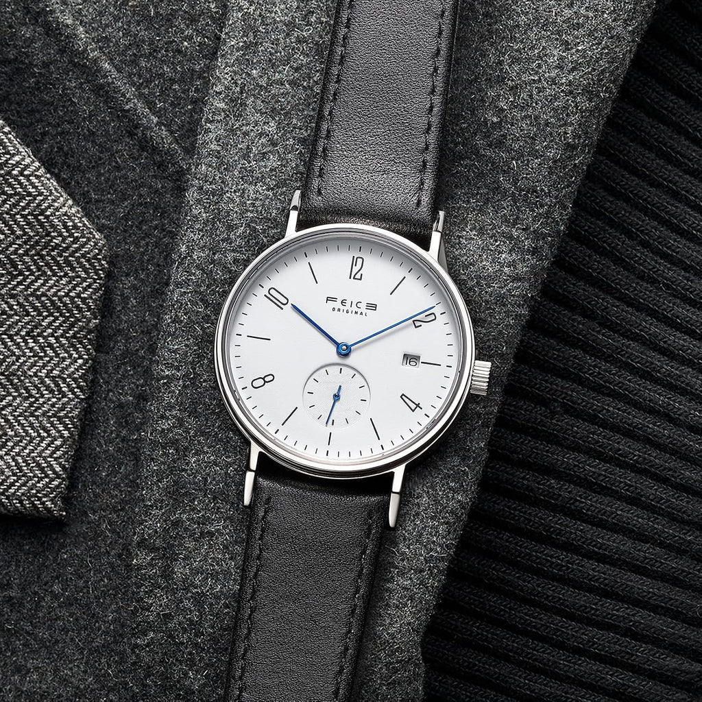 FEICE Relojes para hombre Bauhaus Design Reloj automático impermeable cristal de zafiro analógico relojes mecánicos para hombres mujeres unisex -FM201, Negro_d, Mecánico, reloj automático