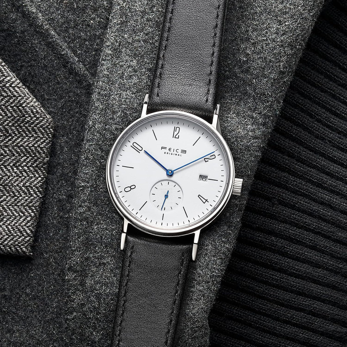 FEICE Relojes para hombre Bauhaus Design Reloj automático impermeable cristal de zafiro analógico relojes mecánicos para hombres mujeres unisex -FM201, Negro_d, Mecánico, reloj automático