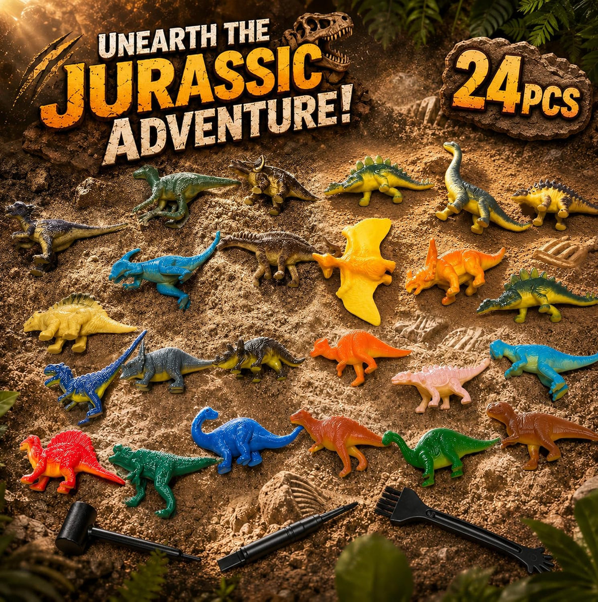 Kit de excavación de 24 huevos de dinosaurio con dinosaurios en el interior