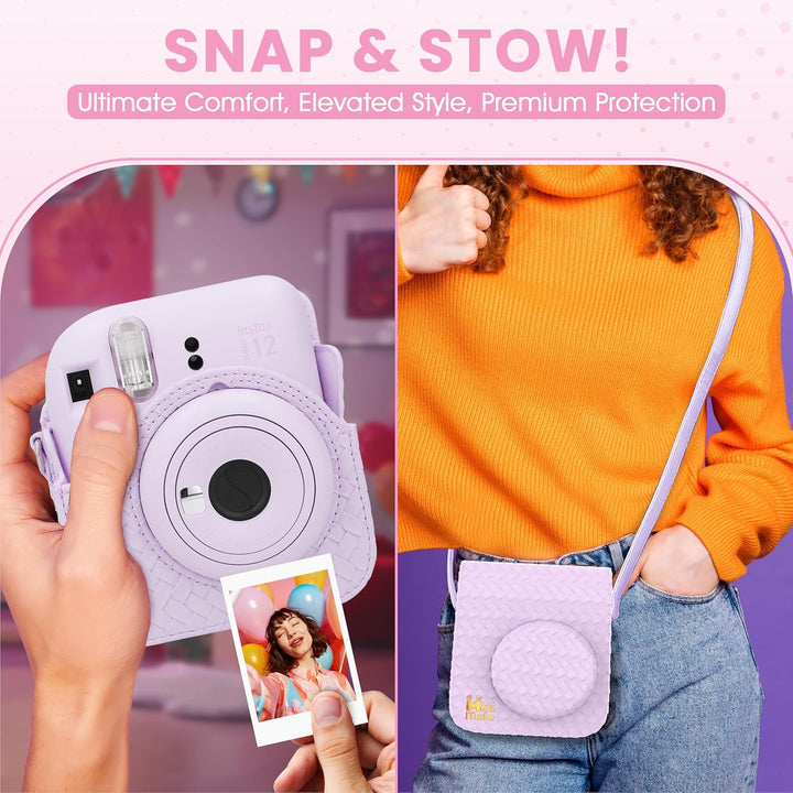 Fujifilm Instax Mini 12 Cámara Instantánea Morado Lila + Funda de D...