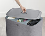 Joseph Joseph Tota Trio 90 litros/23.8 galones Cesta de lavandería con separación y tapa, 3 bolsas de lavado extraíbles con asas - Gris