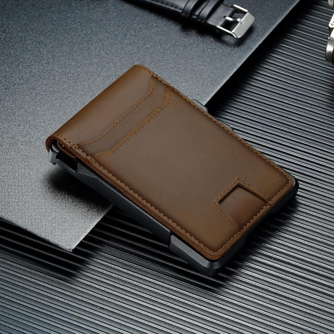 furid Cartera de cuero genuino para hombre: carteras minimalistas R...
