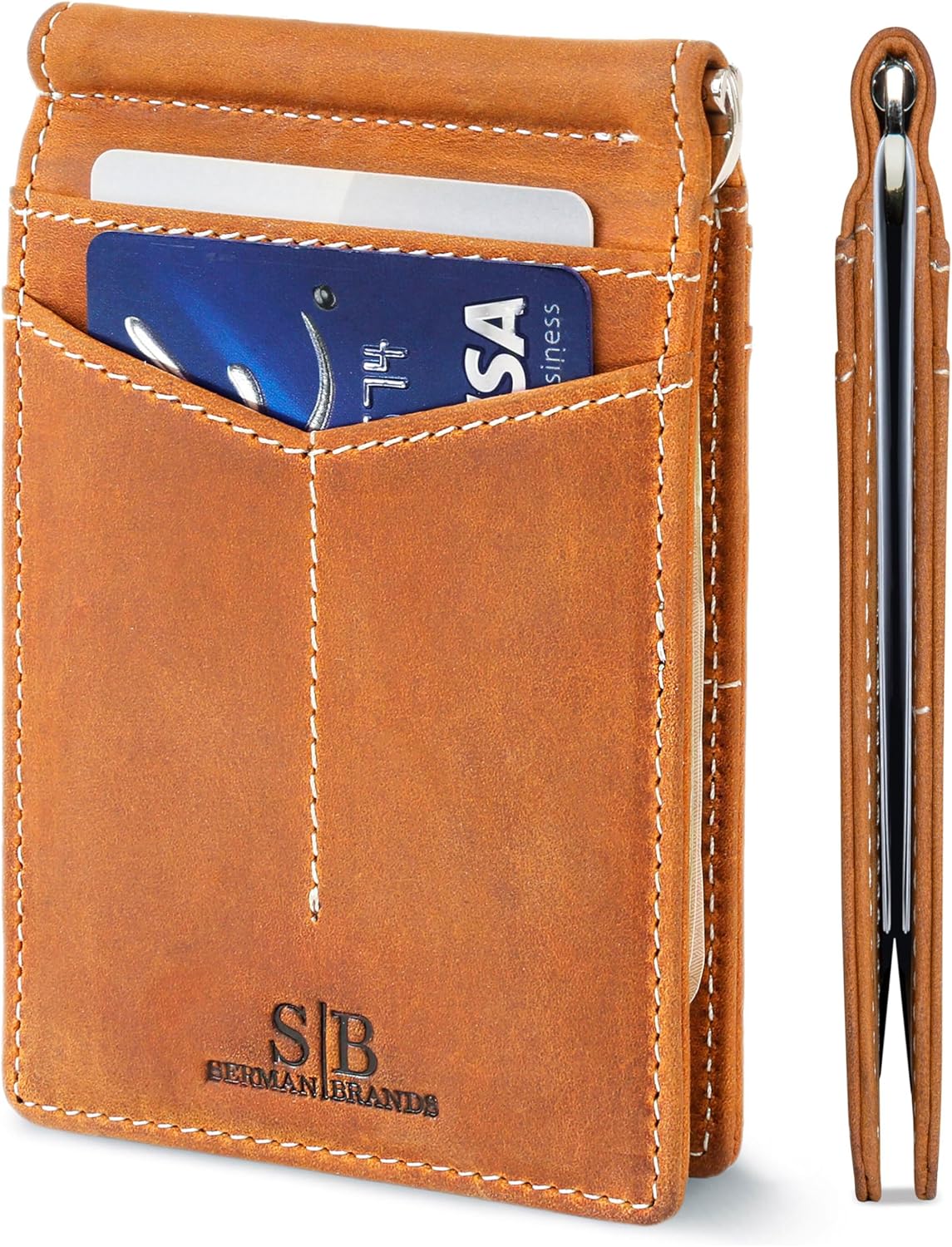 SERMAN BRANDS RFID Blocking Wallet Slim Bifold - Genuine Leather Mi...