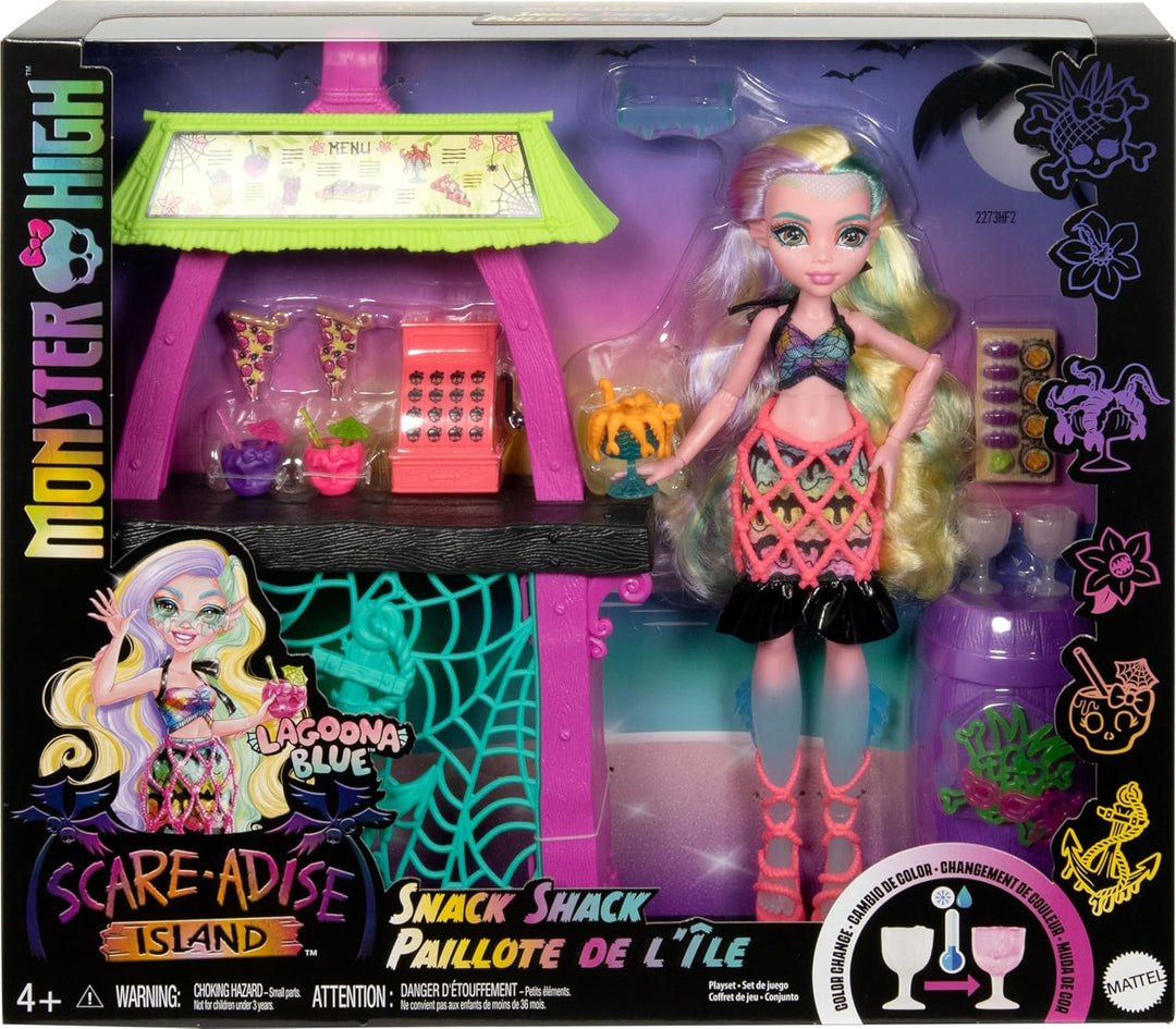 Monster High Muñeca y juego Lagoona Blue Scare-adise Island Snack S...