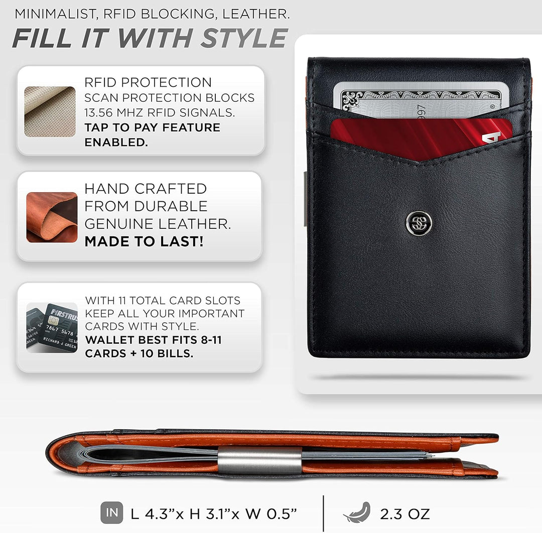 Suavell Billeteras delgadas para hombres. Cartera plegable minimali...