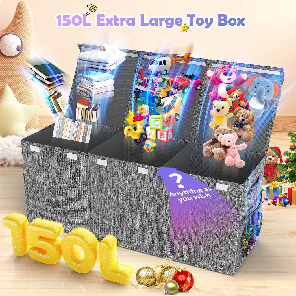 Caja de juguetes Extra Grande con tapas, gran arca de almacenamiento, 40"x14"x16"